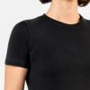 Detaliu tricou maneca scurta dama din lana merino negru