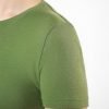 Detaliu tricou maneca scurta dama din lana merino verde