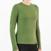 Bluza tricou maneca lunga dama din lana merino verde