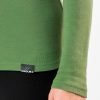 Detaliu bluza tricou maneca lunga dama din lana merino verde