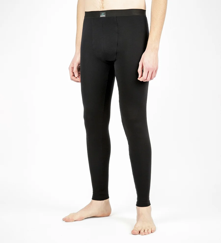 Pantaloni colanti barbati din lana pura merino negru