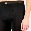 Detaliu pantaloni colanti barbati din lana pura merino negru