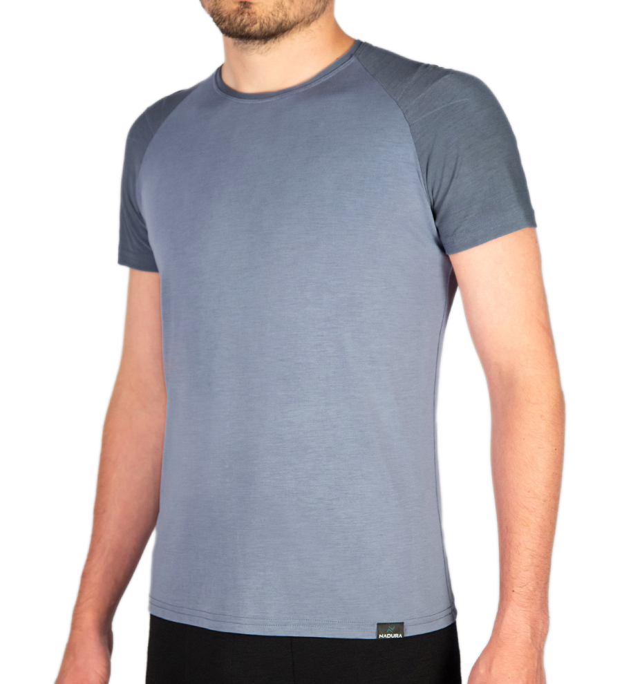 Tricou tehnic bărbați two-tone modal albastru deschis, confortabil și respirabil