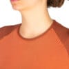 Tricou tehnic din fibra de modal pentru femei, 2 culori orange caramiziu, detaliu gat