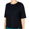 Tricou oversize negru pentru femei, din fibra de bambus cu protecție UV