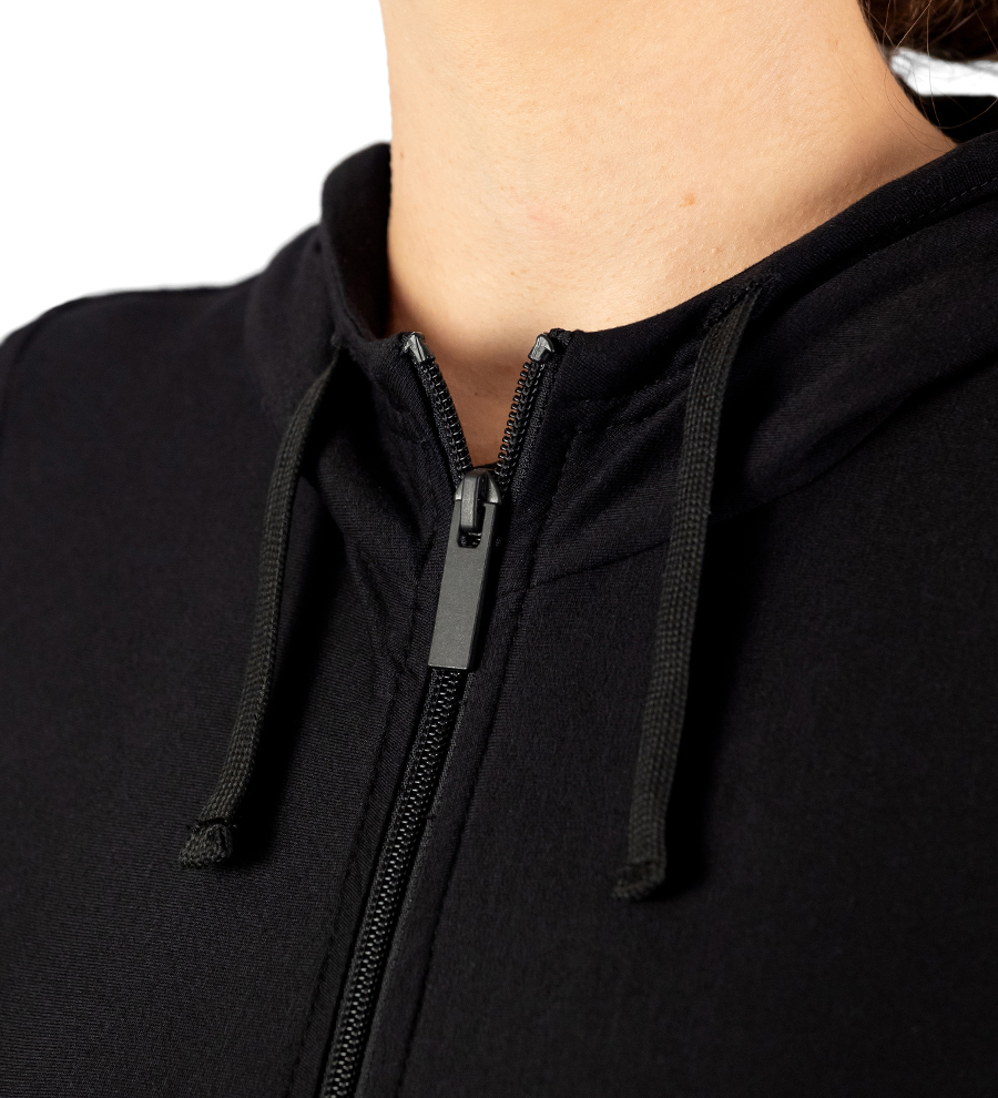 Hanorac casual din modal cu fermoar negru pentru femei