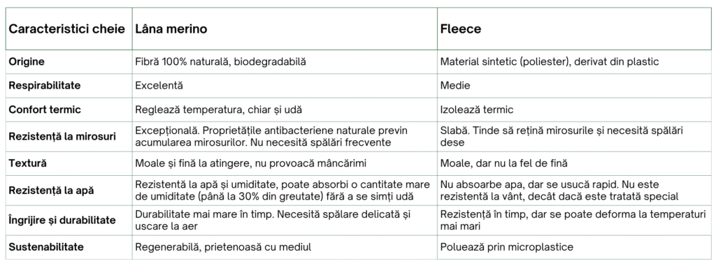 comparatie lana vs fleece
